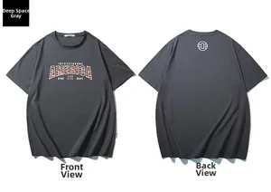 Vues avant et arrière d'un T-shirt en coton gris sidéral avec imprimé tigre America