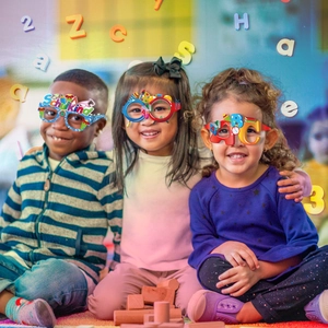 Kids school enrollment party paper glasses with Schulkind and ABC colorful designs
