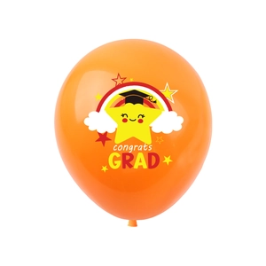 Ballons de remise des diplômes en latex orange de 12 pouces avec arc-en-ciel et texte