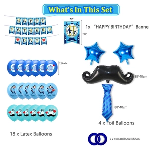 Blaues Vatertag Party-Set mit Bannern, Latexballons und Schnurrbart-Folienballons