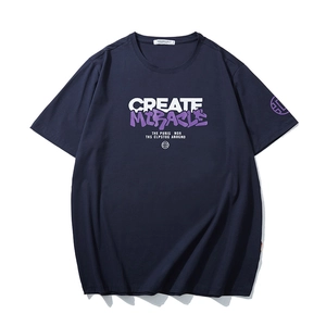 Men Oversized Fashion Printed T-Shirt Summer Loose Big And Tall Plus Size Cotton Short Sleeve Graphic Tee Letter Print Round Neck Casual Top