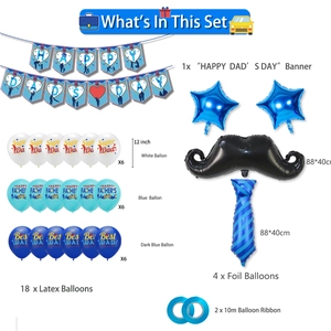 Vatertags-Deko-Set mit Happy Dad's Day Banner, Latexballons und Stern-Folienballons