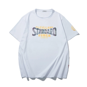 T-shirt blanc grande taille pour homme avec imprimé réfléchissant et logo doré au bras