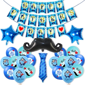 Vatertag Party Dekoration Happy Father's Day Banner Aluminium Schnurrbart Krawatte Luftballons Latex Ballons Tortenaufsatz Für Party Blau