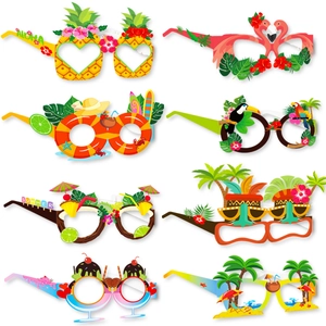 Hawaii Tropical Party Paper Glasses Flamingo Pineapple Summer Beach Theme Photo Booth Props Decorative Eyewear Celebration