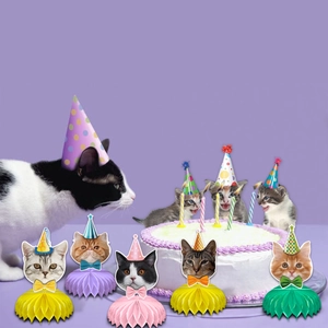 Pet cat themed honeycomb ball table ornaments for birthday party scene decoration