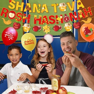 Kit festa Rosh Hashanah con striscioni Shana Tova e palloncini colorati melograno