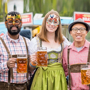 Funny Oktoberfest paper party glasses with beer bottle and heart shapes for party props
