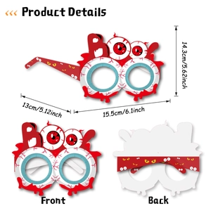 Halloween party paper glasses with blood drip design and BOO eyeball decorations
