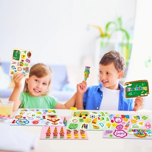 German school enrollment sticker set featuring colorful school bus and stationery patterns