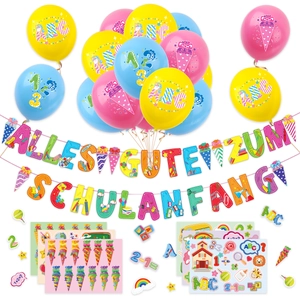 German Schulanfang Back To School Party Decoration Set Latex Balloons Banner Stickers For Kids School Celebration Decoration
