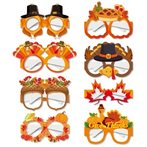 Lot de lunettes de fête en papier pour Thanksgiving avec motifs dinde et citrouille