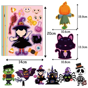 DIY Halloween sticker set with pumpkin, ghost, and witch themes for party decorations
