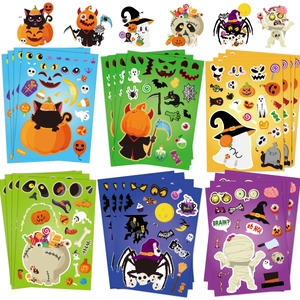 Halloween stickerset met pompoenen en spoken voor DIY feestdecoraties en knutselen