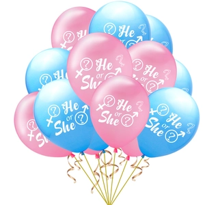 Kit de ballons Gender Reveal He or She avec rubans dorés pour décoration de baby shower