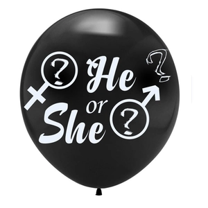 Ballon He or She de 36 pouces pour fête de révélation de sexe en latex noir opaque