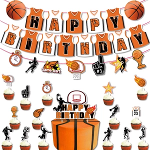 Detailansicht der Basketball Trikot Banner und Kuchendekoration für Geburtstagsfeiern