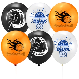Lot de ballons de basket pour fête avec motifs dunk et hoop en noir blanc et orange