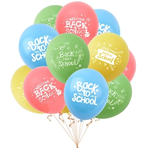 Colorful Back to School balloon set with pencils and apples for classroom decorations