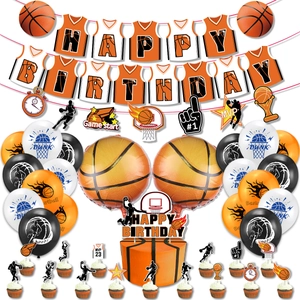 Basketball Thema Geburtstag Party Dekoration Set Sport Trikot Banner Kuchen Topper Luftballons Für Jungen Geburtstag Party Zubehör