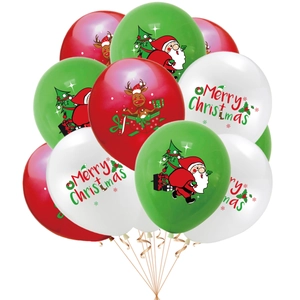 Christmas party balloon set with red green white latex balloons and Santa Claus prints