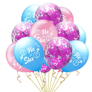 Gender reveal balloon set with blue, pink and confetti latex balloons for baby shower decor