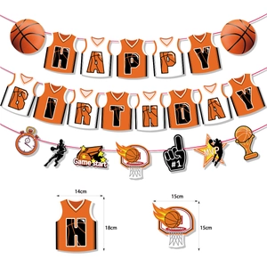 Basketball Geburtstag Deko Set mit Trikot-Girlande und sportlichen Hängedekorationen