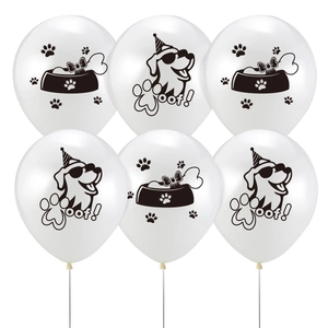 Palloncini in Lattice a Tema Cane Con Stampe di Zampe e Ossa per Decorazioni di Compleanno per Animali Domestici Bianco