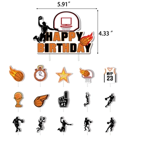 16-teiliges Basketball-Tortenaufsatz-Set mit Dunk-Silhouette und MVP-Trikot