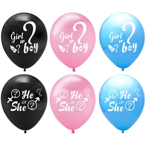 Gender Reveal Latex Balloons Girl Or Boy He Or She Printed Balloons For Baby Shower Party Decoration Supplies Round Balloon