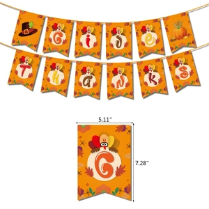 Thanksgiving party decoration set with Give Thanks banner featuring turkeys and pumpkins