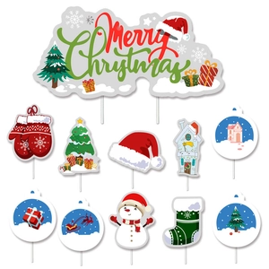 Set di 12 cartelli da giardino Merry Christmas con Babbo Natale, alce e pupazzo di neve