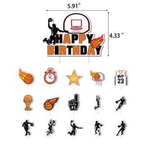 Basketball-Tortenaufsatz-Set mit Trikot- und Trophäenmustern für die Partydekoration