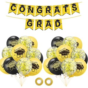 Deko-Set für Abschlussfeier 2026 mit Congrats Grad Banner und schwarz-goldenen Ballons