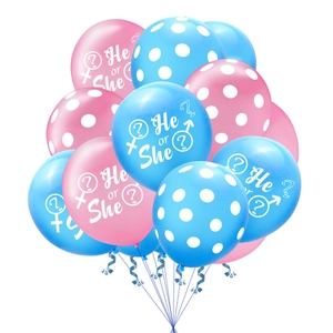 Gender reveal party decoration set with blue and pink He or She latex balloons