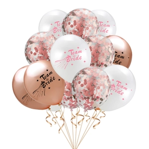 Rose gold Team Bride confetti balloon set for wedding and bachelorette party decorations