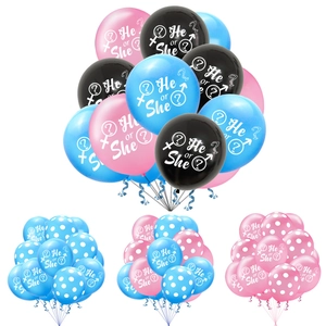 He Or She Gender Reveal Balloon Set Latex Balloons Pink Blue Black Polka Dot Confetti For Baby Shower Party Decoration Accessories