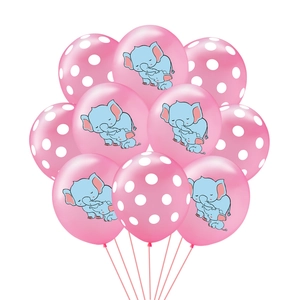 Pink elephant latex balloon set with white polka dots for girl birthday party decor