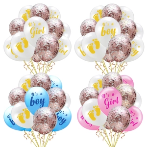 Gender Reveal Latex Balloon Set Printed Its A Boy Or Girl Confetti Balloons With Footprints For Baby Shower Party Decoration