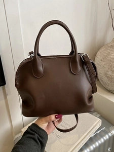 Classic dark brown shell bag with large capacity and adjustable crossbody strap for women