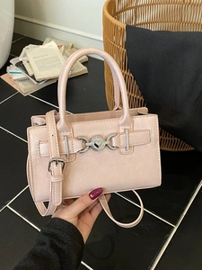 Vintage PU Leather Metal Heart Buckle Small Square Crossbody Bag For Women Retro Handbag Versatile Shoulder Bag Fashion