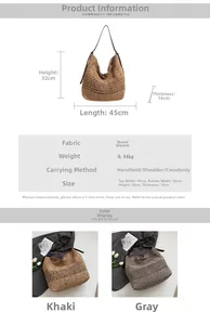 Spécifications détaillées de taille pour un grand sac cabas tissé en paille