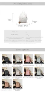 Guide des tailles et options de couleurs pour le sac à dos minimaliste en cuir PU