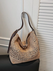 Sac fourre-tout tissé à la main avec motifs floraux et bandoulière en cuir réglable
