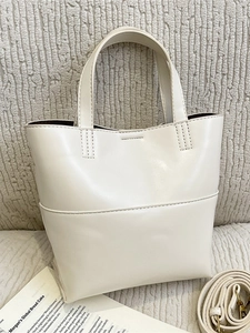 Sac Seau en Cuir PU pour Femmes Mode Couleur Unie Sac à Épaule Polyvalent Sac à Main de Banlieue Tote Bag