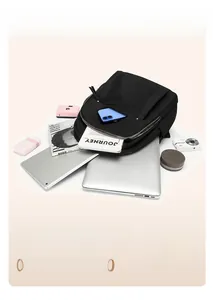 Top view of large capacity Oxford backpack showing laptop, tablet, and camera storage