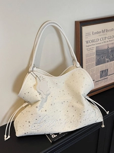 Sac Fourre-tout en Cuir PU Grande Capacité Imprimé Étoiles pour Femmes Sac à Épaule Décontracté Mode pour Bureau Quotidien