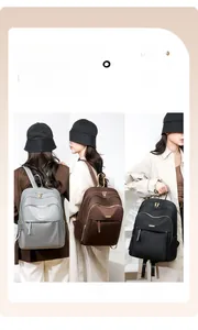 Detailed view of oxford fabric backpack showing multi-way wear as shoulder or handbag