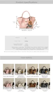 Detailed size chart and specifications for PU leather crossbody bucket bag with dimensions