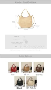 Size chart showing PU leather saddle bag dimensions for large and small hobo handbags